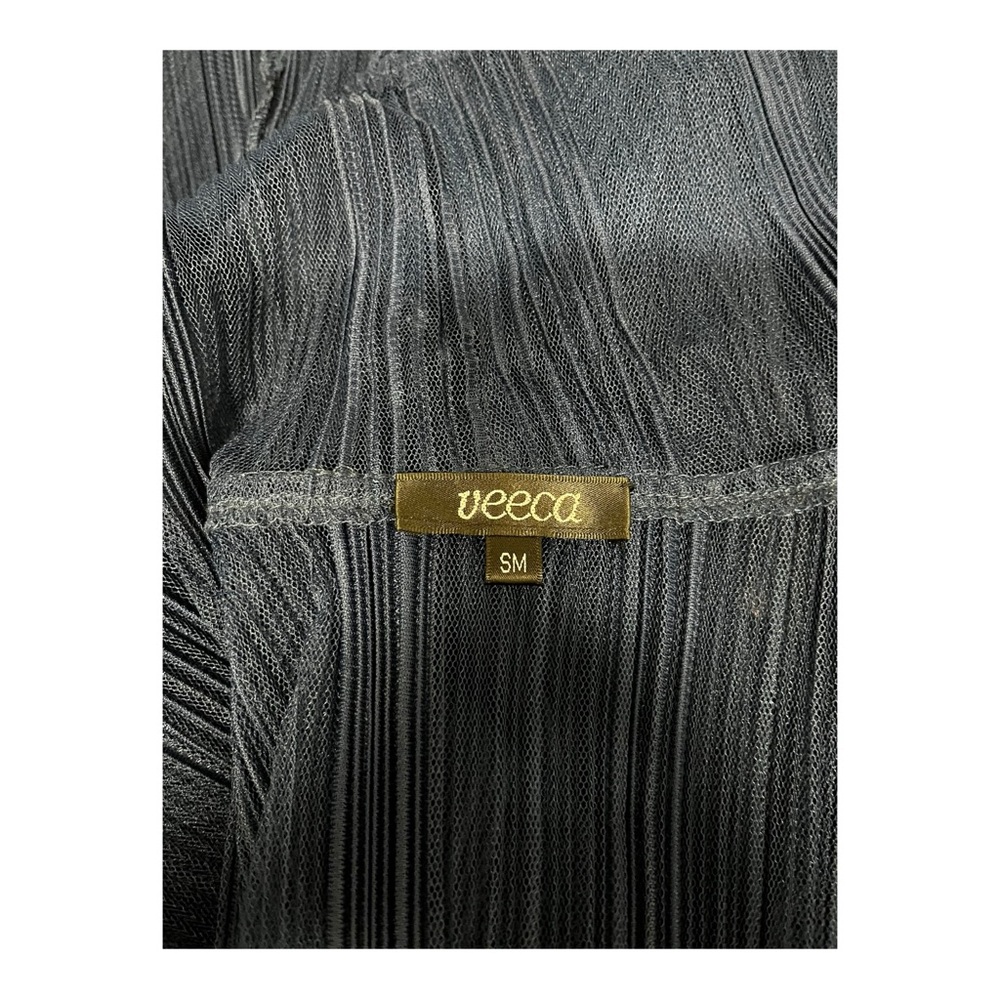 VEECA Structural Modernist Cocktail Navy Blue Women's Wrapper Top Jacket S/M - Picture 6 of 6
